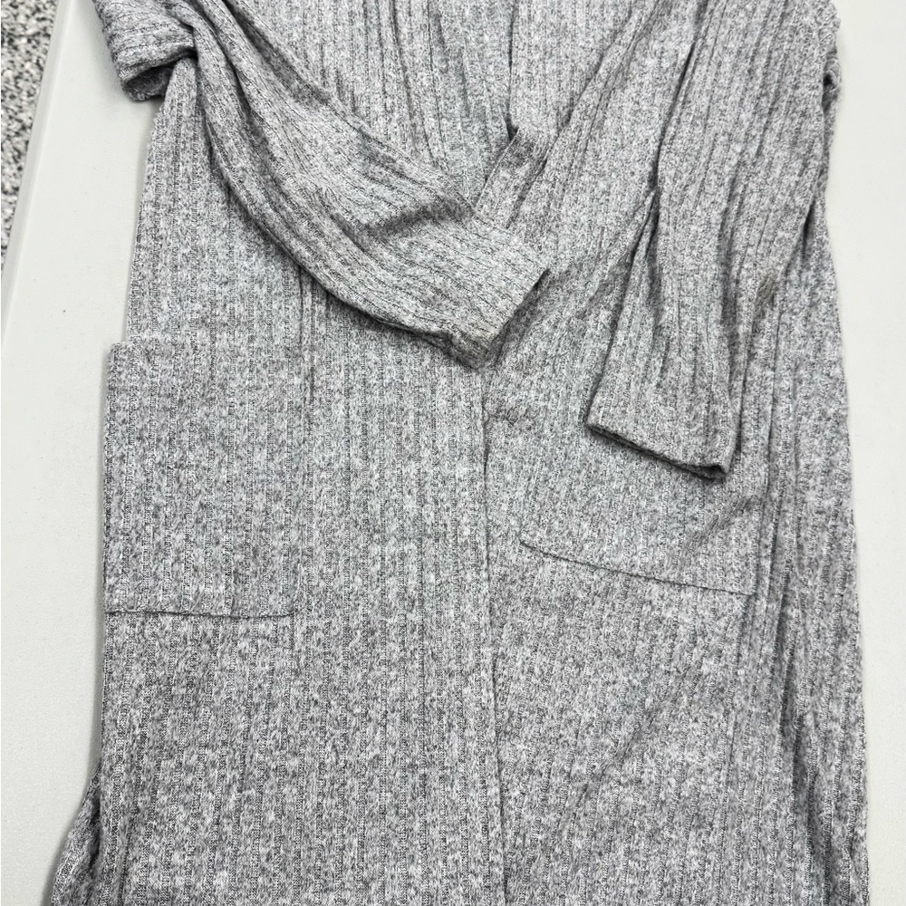 Brittney Black Women’s Long Heathered Gray Knit Cardigan Sweater size large